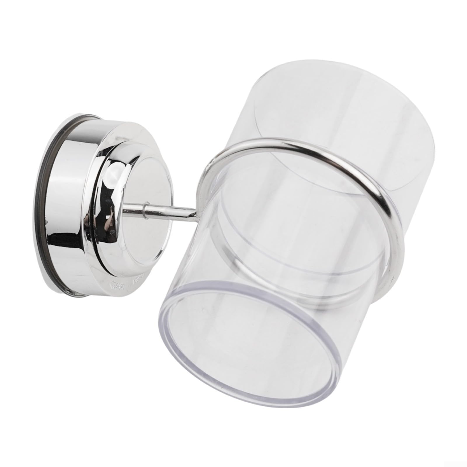 TDCuizent Suction Cup Toothbrush Holder Bathroom Tumbler Cup Organizer Stainless Steel and Plastic Wall Mounted Design with Chrome Finish and Clear Hygienic Cup for Organising Toothbrushes