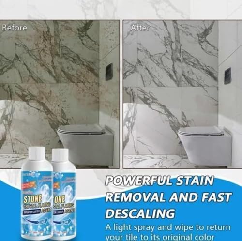 Image of SHETAPRIDE Stone Stain Remover Cleaner 100ml | Crystal Plating Brightening Agent for Marble, Granite & Stone | Removes Stains, Grease, Grime, Water Spots & Fingerprints