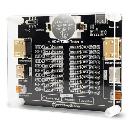 Treedix Cable Tester Board for HDMI Cable Tester Checker 20 LED Light Status Indictor to Check Disorder Short Open and Cross Connection for Standard HDMI Type A, Mini HDMI Type C, Micro HDMI Type D