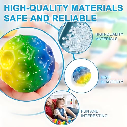 Image of Mashes Rainbow Color Moon Ball - Bouncy, Colorful Rubber Ball with Bright Colors - Fun Outdoor Toy for Kids (Pack-3)