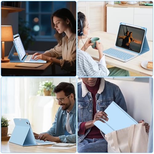 CC Store for iPad A16 11th 10th Generation Case with Keyboard - Detachable Folio Keyboard Cover with Pencil Holder for iPad 11-inch A16 2025 10th Gen 10.9 Inch 2022(Blue) - image 6