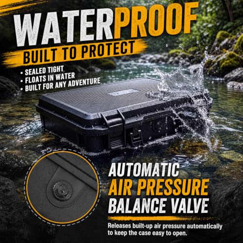 Image of Relaxweex Waterproof Hard Case with Custom Foam, 16.54 x 14.17 x 6.06 Inch | Large Hard Case with DIY Foam Insert and Cutter for Cameras, Drones, Lenses, Tools and Test Instruments, Portable