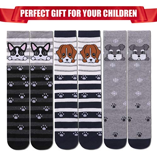 Image of FNOVCO Girls Knee High Socks Cartoon Animal Patterns Cotton Over Calf Socks