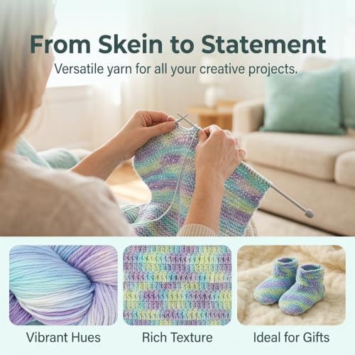 Image of Katech Wool Yarn for Crocheting & Knitting, Cashmere Sock Yarn-Indigo Blue | 3 Pack 10.58oz /300g Hand Dyed Yarn- 52% Wool, 10% Cashmere, 38% Polyester, #3 DK Yarns-885yds / 810m for Knitting Socks Scarf