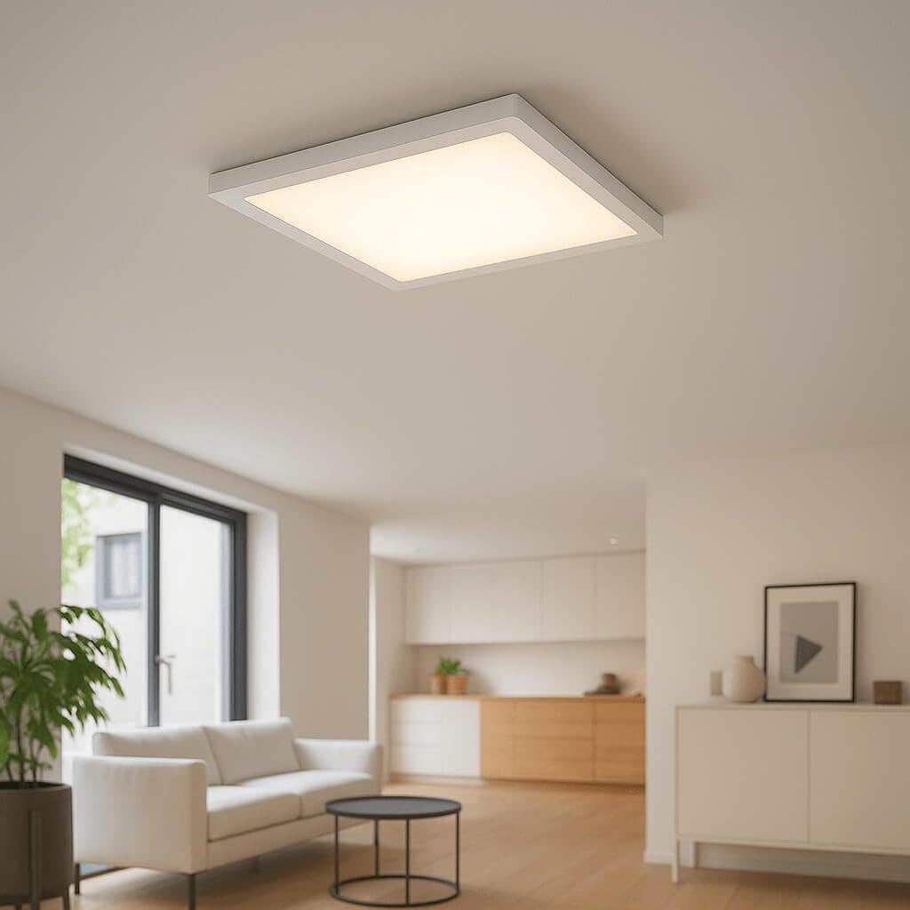 FactorLED ¡NOVEDAD! Plafón Led Cuadrado, 24W (240W), 2880Lm, 21cm, Downlight Panel Superficie para Techo, Antideslumbramiento, Luz Seleccionable 4CCT 2700K-3000K-4000K-5700K (10, 21 mm)