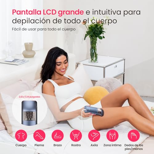 25J Depiladora Laser, Depiladora Luz Pulsada Mujer Hombre con TRIPLE-Pulso, 12 cm² Indolora Zafiro 3℃ Hielo Enfriamiento, Depilación Permanente para Cara, Axilas, Bikini（Azul marino） - imagen 5