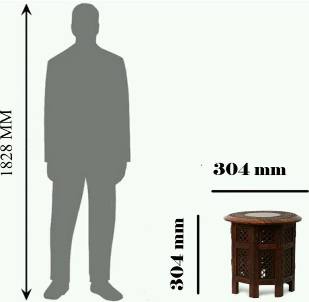 Antique Wooden Round Octa Legged Stool | Coffee Table | Side Table | End Table | 12 inch Table for Living Room