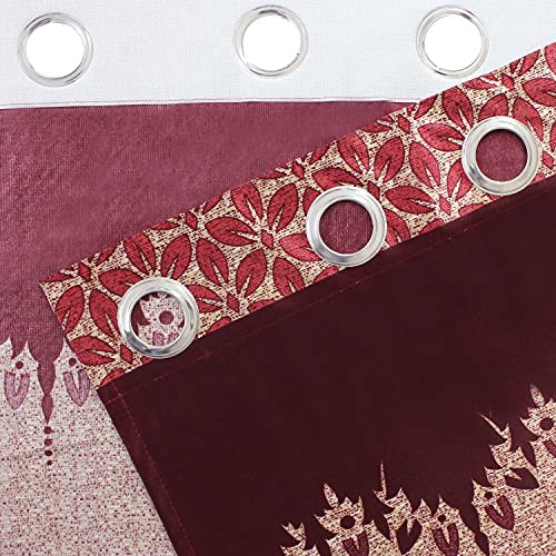Image of Amazon Brand - Solimo Bello Polyester Curtain, Window, 5 feet (1.52 m), Maroon, Pack of 2
