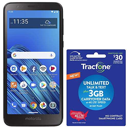 Tracfone Motorola Moto e6 4G LTE Prepaid Smartphone (Locked) with $30 Airtime Bundle