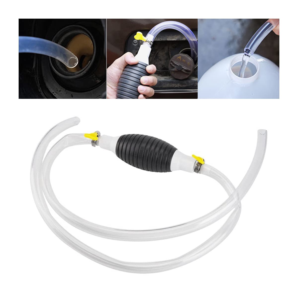 AUCELIHigh Flow Siphon Pump for Gasoline, Portable Widely Use Manual Car Fuel Transfer Pump with 2 Durable PVC Hoses For Gas Gasoline Petrol Diesel Oil Liquid Water Fish Tank (39")