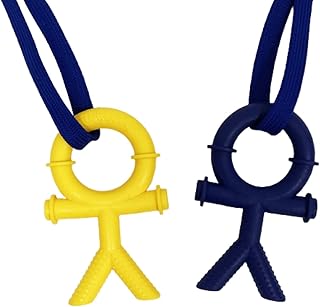 Sensory Direct Chewbuddy Tuff Stickman - Pack of 2, Strong Sensory Fidget Toy, Chew or Teething Aid | for Kids. Adults, Autism, ADHD, ASD, SPD, Oral Motor or Anxiety Needs - Blue & Yellow