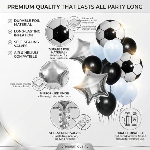 Image of Atpata Funky Football Theme Foil Balloons - 18 Inch Round Football Shape Foil Balloons for Kids Sports Themed Birthday Party Decor and Goal theme Celebrations (10pcs. Football)