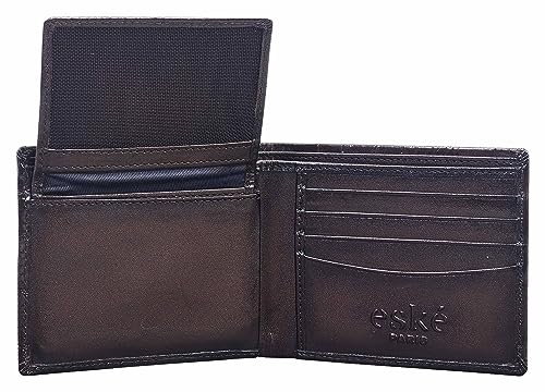 Image of Eske Paris Santiago Leather Men's Wallet with 6 Card Slots, Stylish Mens Leather Wallet, Printed Brown