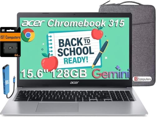 Image of Acer Chromebook 315 Laptop (15.6 inch FHD, Intel Celeron N4500, 4GB RAM, 64GB eMMC + 64GB SD Card) Home & Student, Long Battery Life, Chrome OS (Renewed)