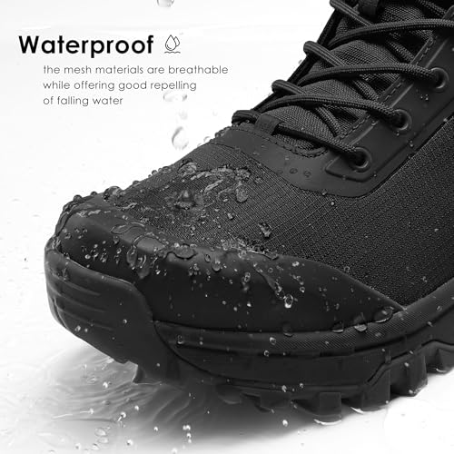 tactical boots for men lightweight military combat boot side zipper motorcycle hiking work boots waterproof 8 inches