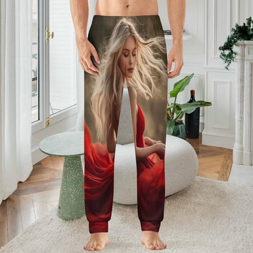 Beautiful Woman Men's Pajamas Pants Lightweight Sleep Lounge Pant Pjs Bottoms Casual Sleepwear2