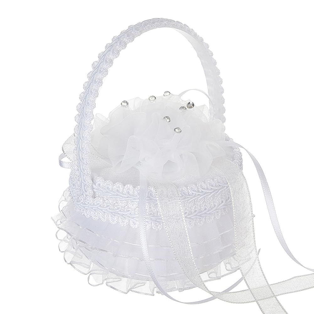 Eforcase Wedding Ring Pillow Ring Boxes Wedding Ring Box Rhinestone Lace Wedding Ring Holder Basket Wedding Ceremony Ring Bearer Pillow Jewelry Case Ring Holder for Ceremonies Wedding