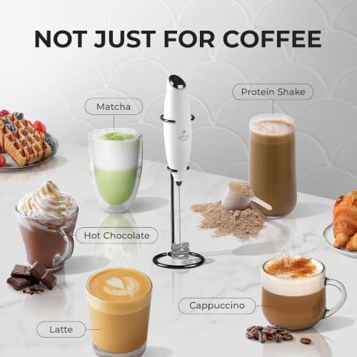 Image of Zulay Kitchen Powerful Milk Frother Wand With Duracell Batteries - Ultra Fast Handheld Drink Mixer - Electric Whisk Foam Maker for Coffee, Lattes, Cappuccino & Matcha - Triple Whisk - Black