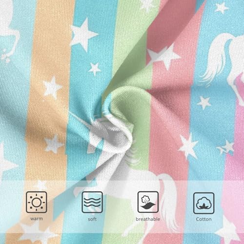 Unicorn White Stars Pastel Stripes Toddler Underwear Girls, Girls Panties, 2T–8 Years3