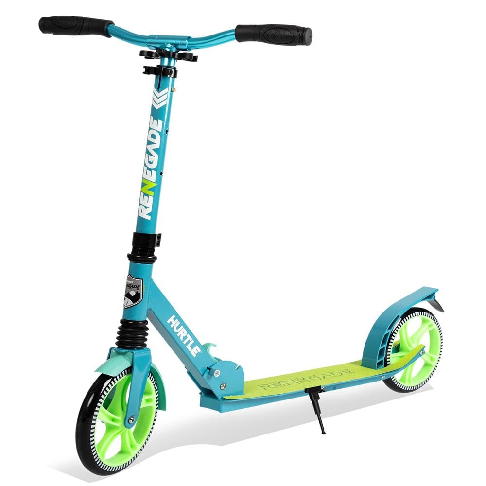 Hurtle Patinete de Ciudad con Ruedas XXL, Plegable hasta 100 kg, Altura Ajustable con Correa, Freno de Pedal y Soporte para Viajes Escolares, Ocio y Transporte Urbano, para niños, Adolescentes y