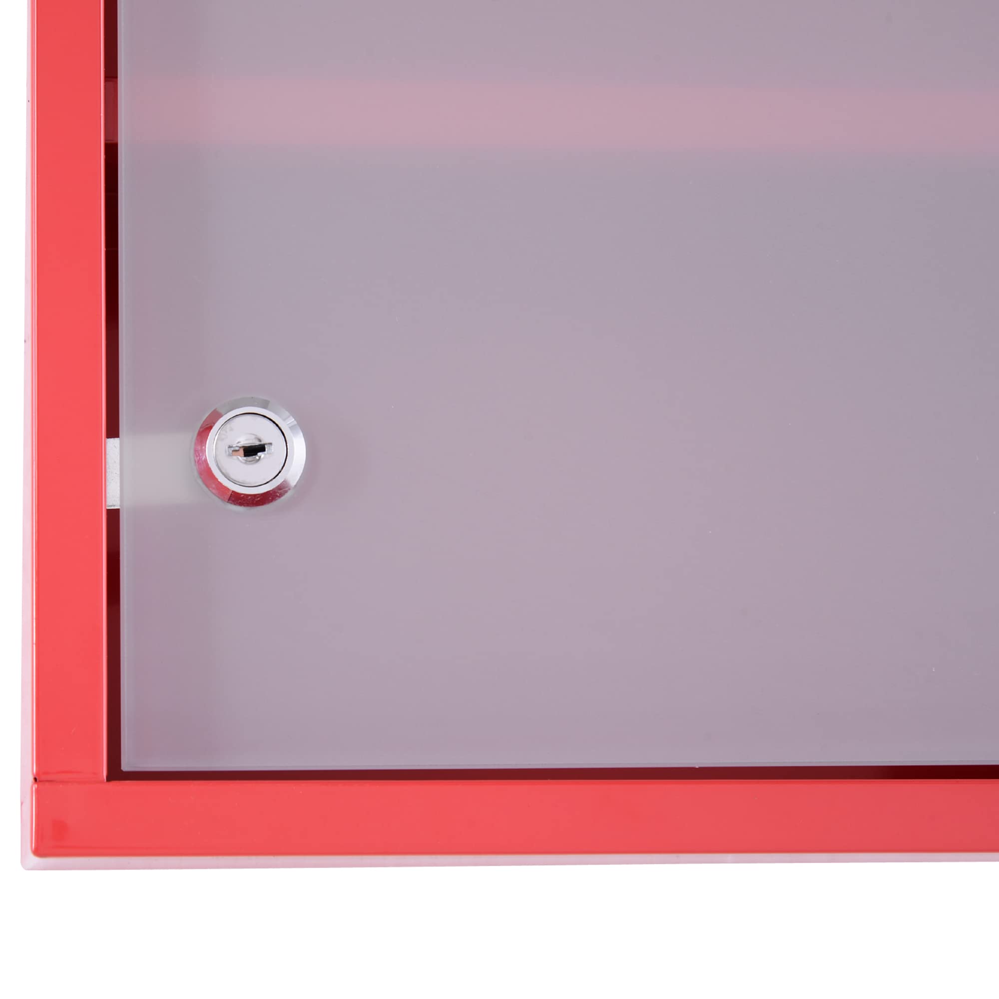 HOMCOM Armoire à Pharmacie 3 étagères 4 Niveaux verrouillable Porte Verre trempé dépoli Logo Croix 30L x 12l x 60H cm Acier Rouge