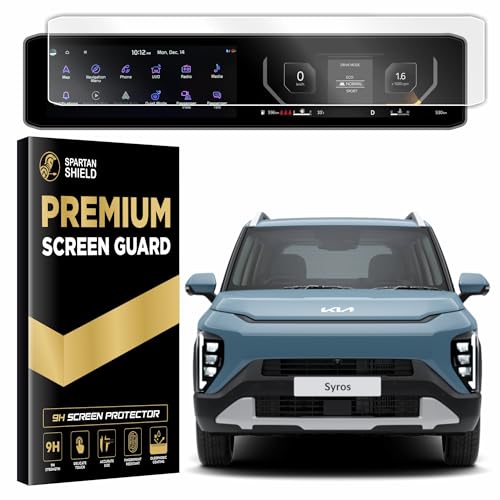 Image of Spartan Shield Screen Guard For NEW KIA SYROS 2026 || HTK | HTK+ | HTK(O) | HTX | HTX+ | HTX+(O) || 12.3 Inch Full Screen Protector | Anti Scratch | Water Repellant | High Touch Sensitivity | HD Clear || Syros 2025 Car Stereo Film || Android TouchScreen Accessories [Not Tempered Glass]