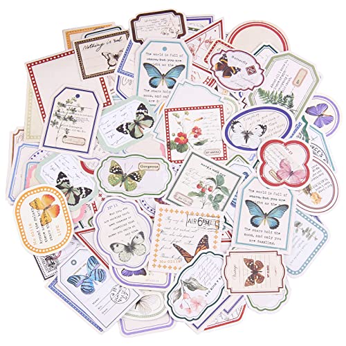 RISYPISY 160pcs Vintage Label Stickers, Flores Plantas Etiquetas Adhesivas en Blanco, Pegatinas Decorativas para Escribir para álbumes de Recortes, Journals, Tarjetas, Sobres, Suministros de Oficina Cover