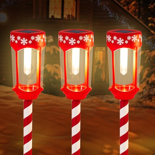 Huyieno 8Pk Solar Christmas Pathway Lights Decorative Outdoor Garden Path Lights Stainless Steel Solar Powered Landscape Lighting For Walkway Yard Garden Lawn thumb #4