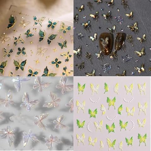 Magrace 5D Nail Stickers Embossed Autumn Gold Maple Leaves Nail Art Stickers 4 Sheets Self-Adhesive Fall Nail Art Decals for Women Nail Art Design Cover