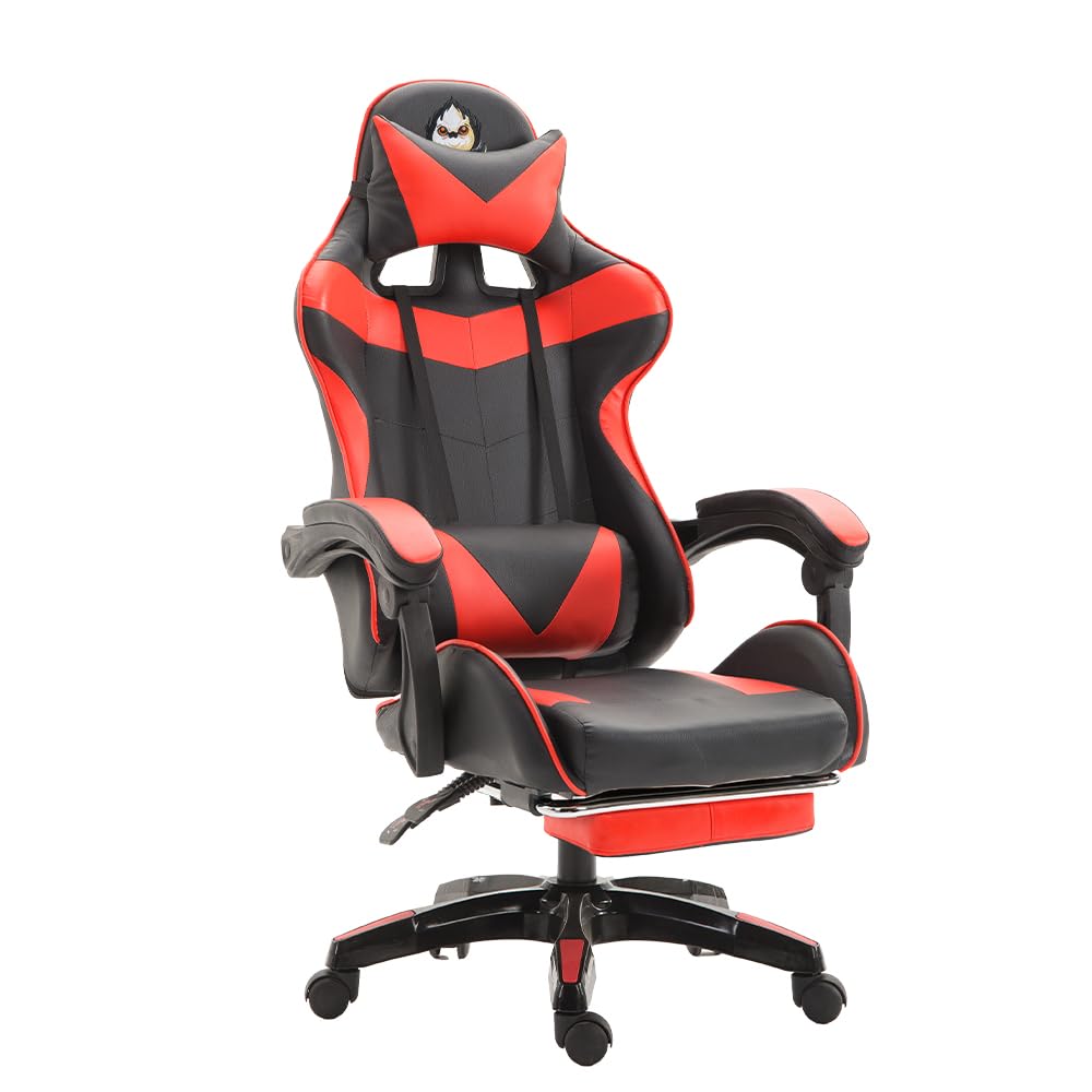 Chaise de Gaming Ergonomique - Hauteur réglable - Chaise de Bureau réglable (Rouge)