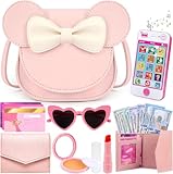 Play Purse for Little Girls, Toddler Purse with Pretend Makeup, Play Accessories Set for Dress Up, Birthday Toys Gifts for 3 4 5 6 7 8