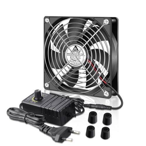 GDSTIME 120mm Lüfter 230V 120 x 120 PC Computer Lüfter 220V 120mm Gehäuselüfter mit DC 4V - 12V Einstellbare Geschwindigkeiten Kontrolle für Laptop TV Box Router Schrank Wechselrichter