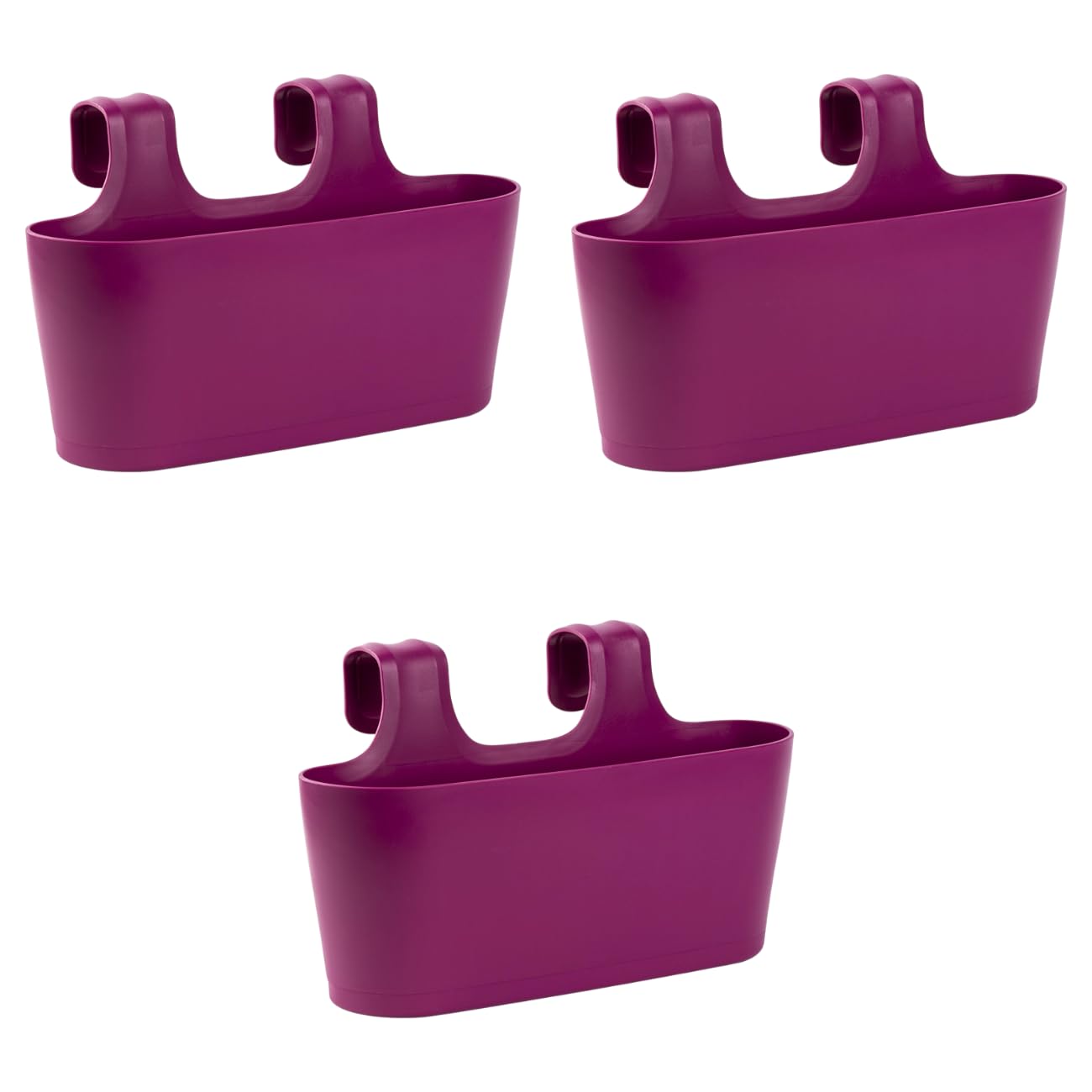 Gariella - 3 x Blumenkasten in Lila, Hngekasten, Gelnder-Montage, Balkon,  Auenbereich, 5,5 L, oval, Kunststoff, bertopf, Pflanzkasten, Blumentopf  zum Hngen, Wasserspeicher/Untersetzer: Amazon.de: Garten