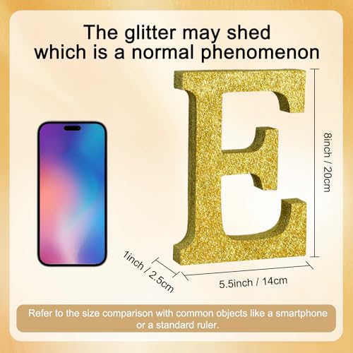 Image of TONIFUL 8 Inch Gold Glitter Letter E Table Centerpiece A-Z Gold Birthday Party Decorations,Gold Alphabet E for Birthday,Chrismas,Graduation,Bridal Shower,Wedding,Anniversary Party Supplies