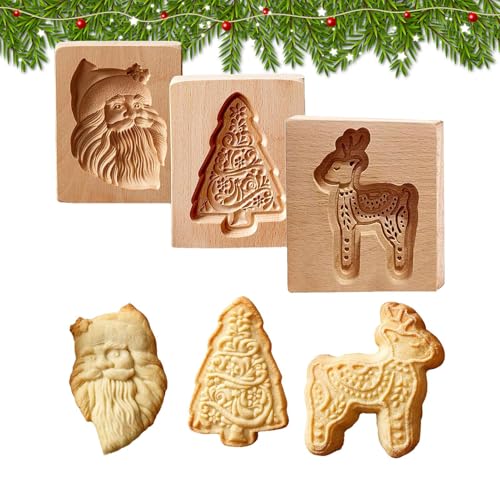 Molde de galletas de madera - Sello reutilizable - Cortadores de galletas en forma de flor - Para mantequilla Shortbread Chocolate Azúcar Moocake Pastel Hogar Cocina