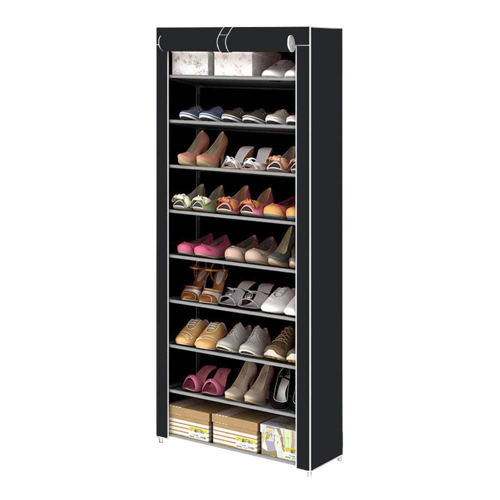Alright Black Dustproof 10 Tier Shoes Cabinet Storage Organiser Shoe Rack Stand Holds 27 Pairs