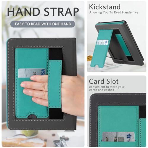 Image of CoBak Stand Case for 7 inch Kindle Paperwhite 12th Gen 2024 and Kindle Colorsoft with Hand Strap - Compatible with iPhone MagSafe, for Samsung,for Belkin /Anker Wireless Charging Pads, Auto Sleep Wake