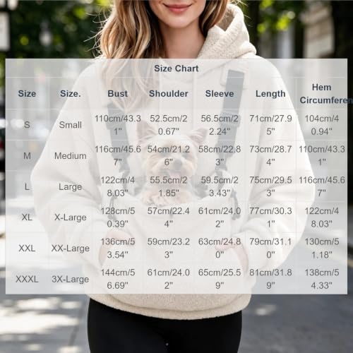 Pet Pouch Hoodie Women Fuzzy Carrier Kangaroo Front Pouch Sweatshirt - image 4