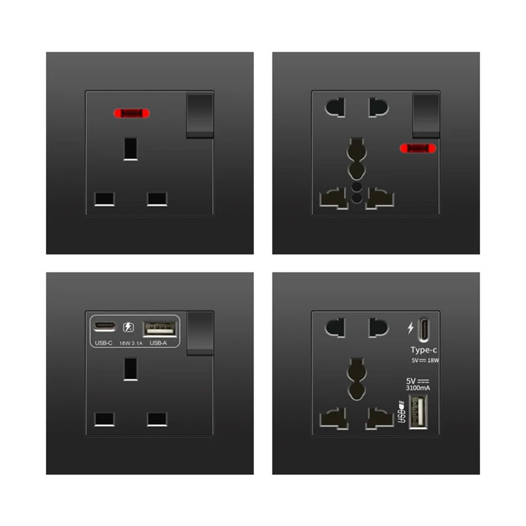 Prise Murale 13A Avec Prise De Charge Rapide USB 18W, Prise De Courant Murale Avec Chargeur USB universal-AC-18W