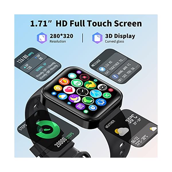 KOSPET Smart Watches for Men - IP68 Waterproof Fitness Smart Watch for Android iPhones with Heart Rate Blood Pressure Sleep Monitor - 1.71" Tactical Sports Running Smartwatch