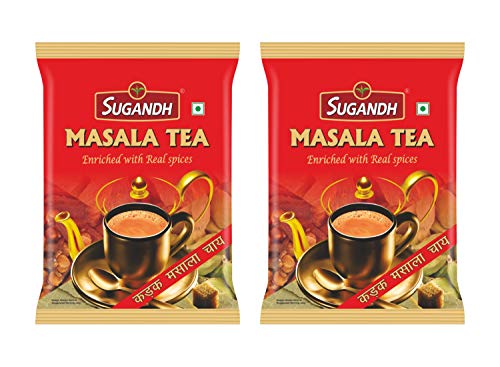 Image of Sugandh Masala Tea | 200G X2| Pack of 2| 400G| Made with Real Spices - Ginger, Cardamom, Cloves, Black Pepper | 100% Natural Ingredients | A Perfect Premium Cup of Tea for Chai Lover