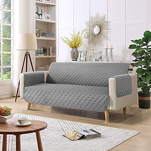 Image of TAOCOCO Couch Cover, Waterproof Furniture Protector Sofa Cover for 3 Seaters with Elastic Straps Anti-Skid Sofa Slipcover (Grey /Beige, Large)