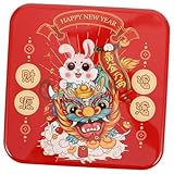 Zerodeko ウサギ柄の運アップ 春節用アイアン製糖果収納ボックス 使い勝手