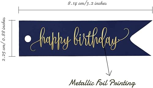Miniatura 166 de Etiquetas de papel para colgar con texto en inglés «Happy Birthday», 100 unidades Azul,Aqua Blue,Negro -,azul, cerceta (Dark Teal Blue),Rosa