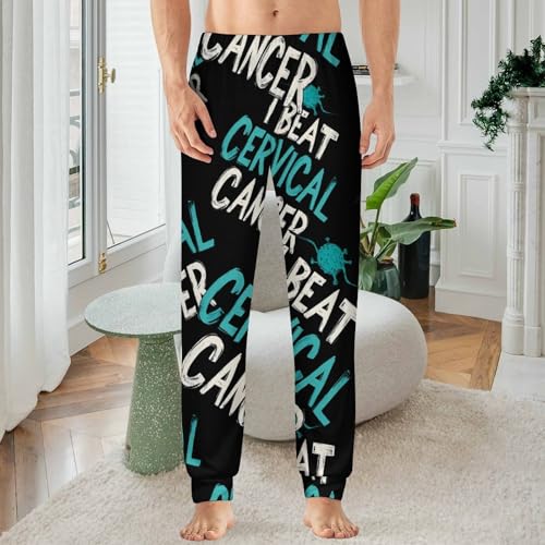 I Beat Cervical Cancer Men's Pajama Bottoms Sleep Lounge Soft Comfy Pants Sleepwear2
