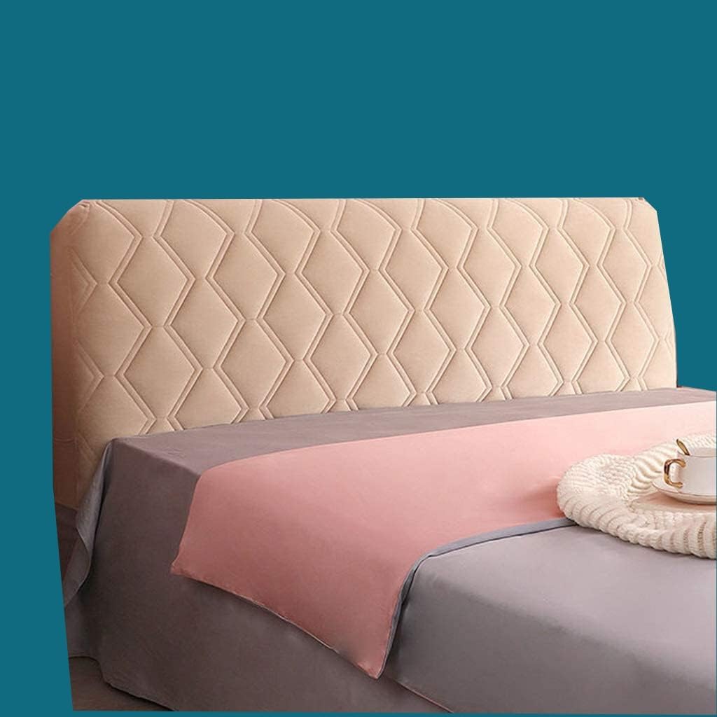 Thickened Dustproof Bed Headboard Cover Velvet Quilted Headboard Slipcover Stain Resistant Easy to Install Padded Headboard Protector for Twin Full Queen King(Camel,150cm(59''))