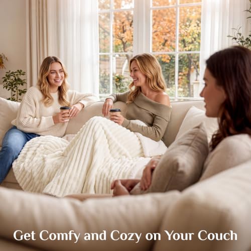Image of BEDELITE Soft Sherpa Twin Blanket for Couch, Fluffy Gift, Cream, 60x80