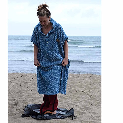 Surf Poncho / Adult Hooded Towel / Changing Towel / Wetsuit Changing Robe / Swim Parka - Changing Poncho Charcoal Black / Indigo Blue; Saves a Sea Turtle's Life - Black - Thumbnail 2