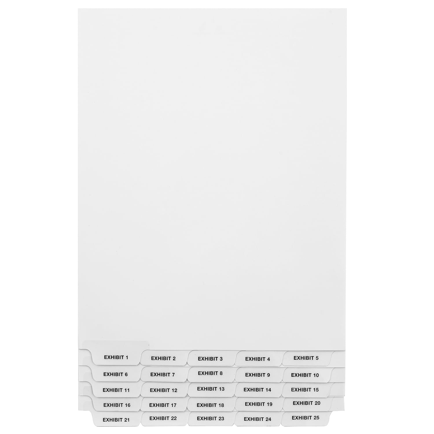 Exhibitindexes® Bottom Exhibit Dividers - Exhibit 1-25 - AVE Style Bold Tabs - Bottom Collated Exhibit Tabs - Made in The USA Letter Size
