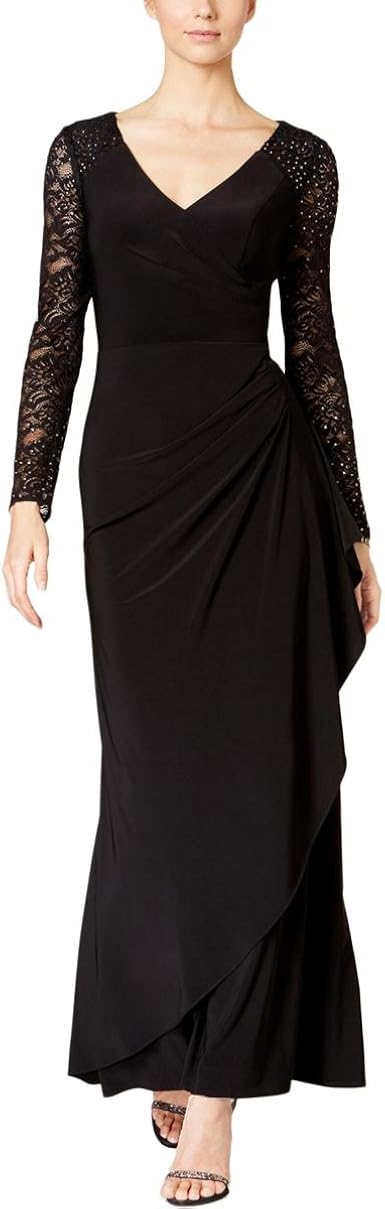Illusion Sleeve Evening Dress 